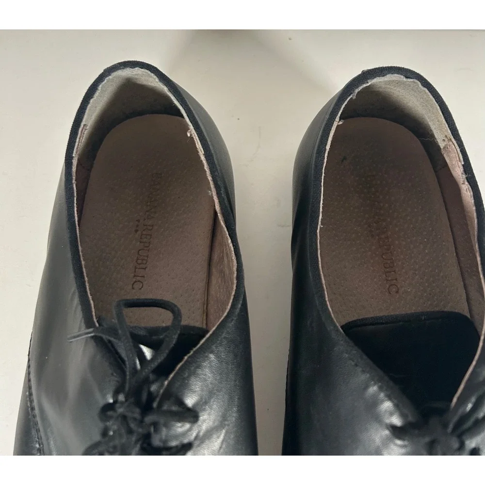 Banana Republic Mens Hinto Black Leather Derby Dress Shoes Size 11 M